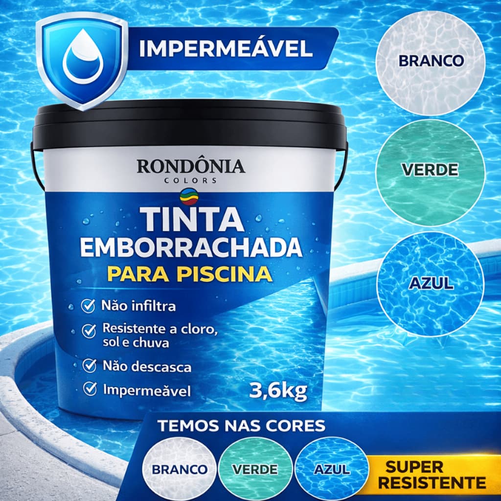 Tinta Para Piscina Impermeável P Alvenaria Concreto Proteção Solar e Umidade Alta Durabilidade 4L