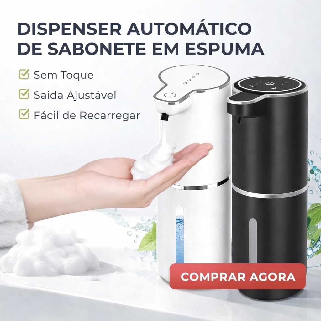 Saboneteira Automática com Sensor Infravermelho Dispenser de Sabonete e Detergente Espuma