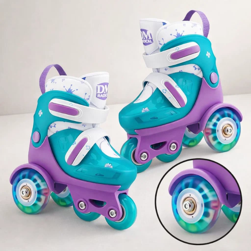 Patins Infantil 4 Rodas Triline Ajustável 31–34 Feminino Menina com LED