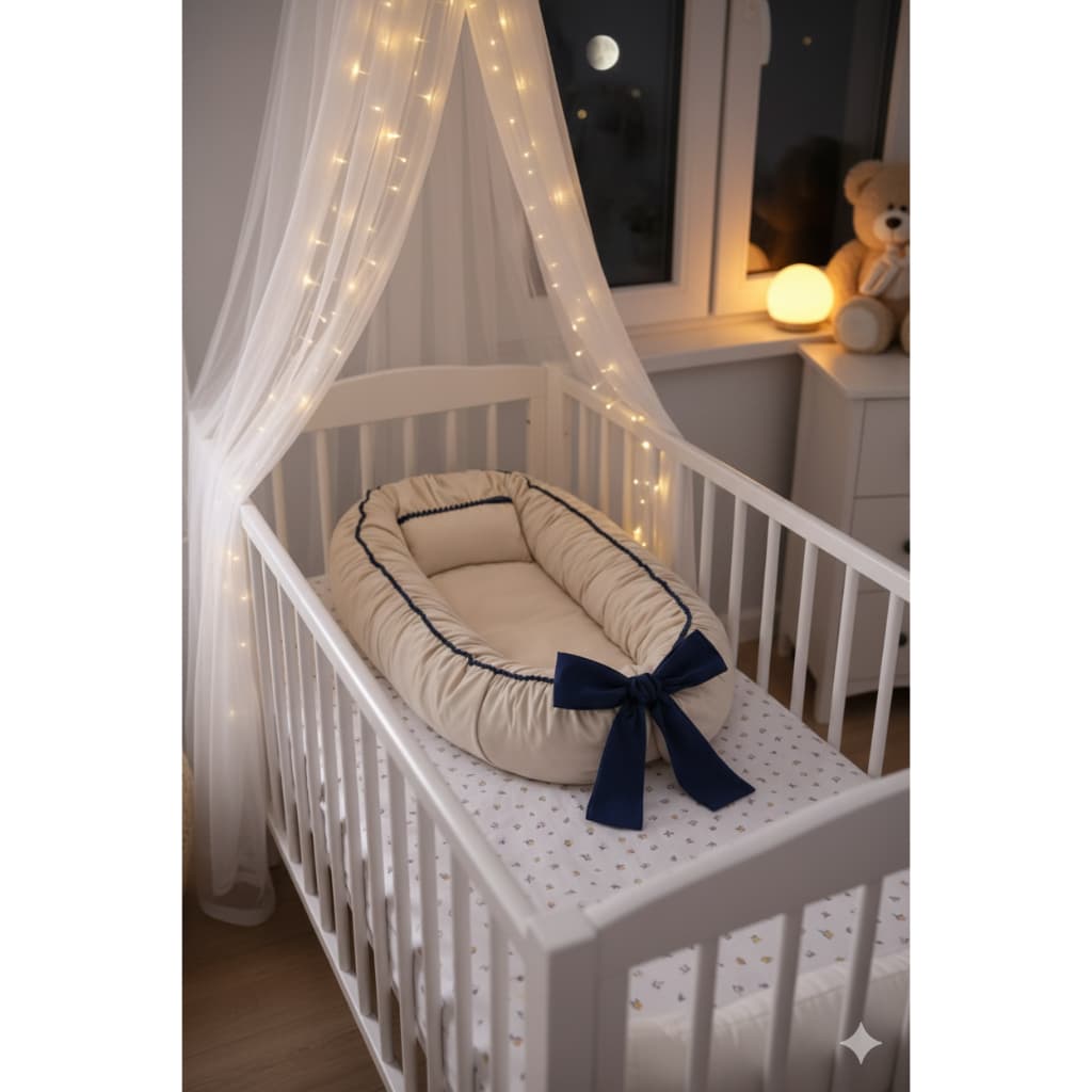 Ninho Redutor de Berço Palha com Pompom I Premium - Design Elegante e Máximo Conforto