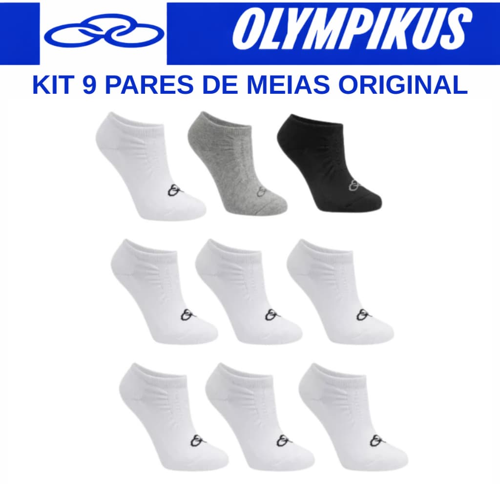Kit 9 Pares Meia Olympikus INVISÍVEL Original Unisex