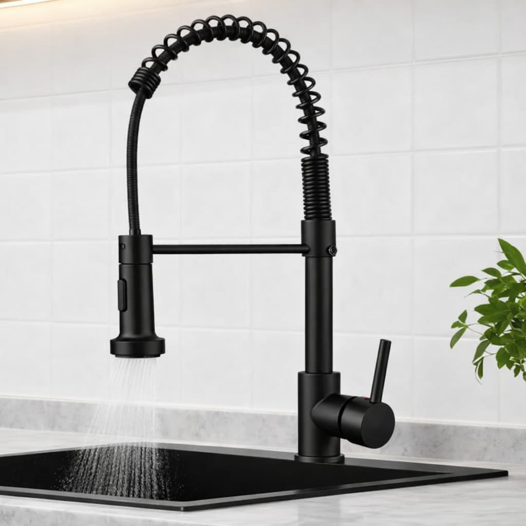 Torneira Cozinha Gourmet Extensível Monocomando Spray Preta