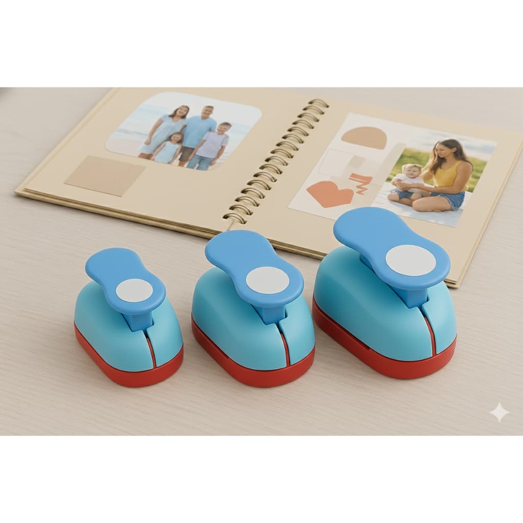 Kit 3 cortadores Furador de Papel e EVA 16mm + 25mm + 50mm - Escolha Estrela Circulo Coração Flor