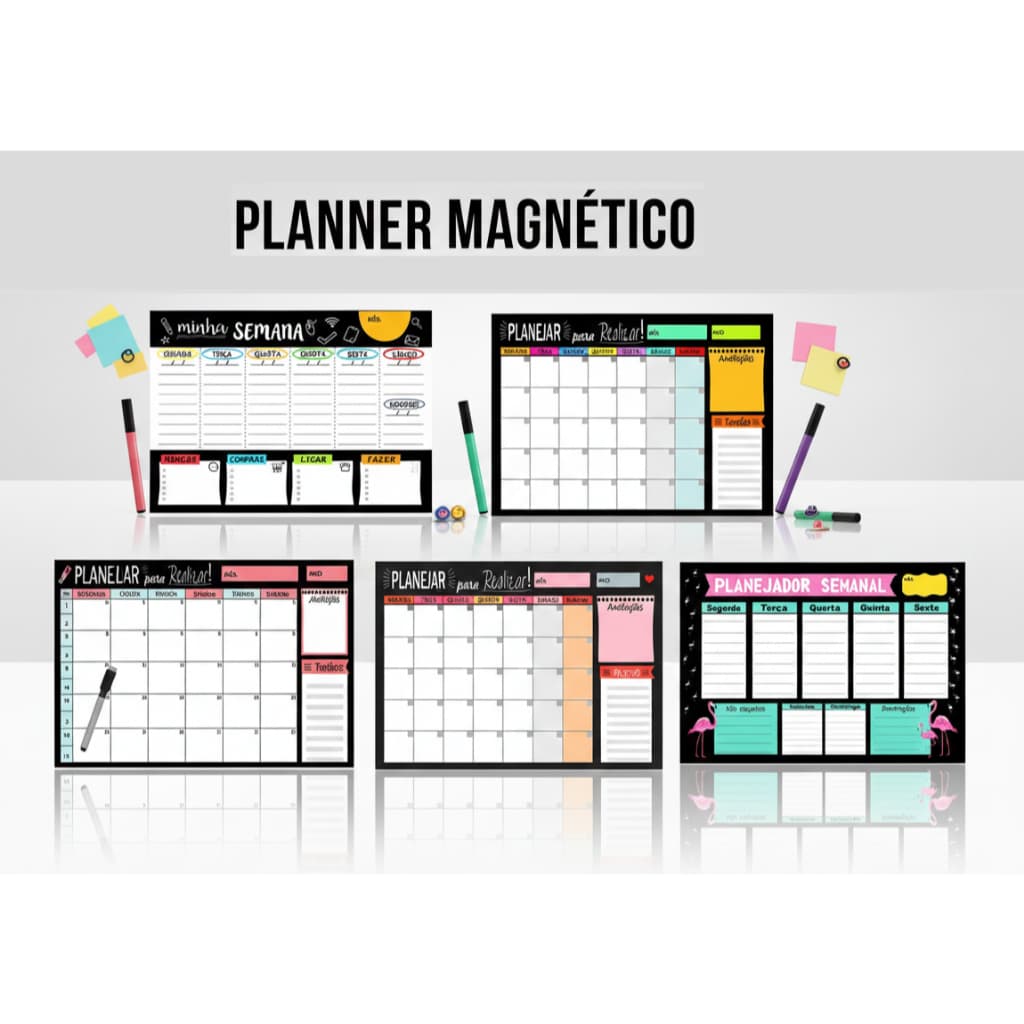 Lousa Planner Quadro Organizador Semanal/Mensal Magnetico + Caneta com ponta Apagador