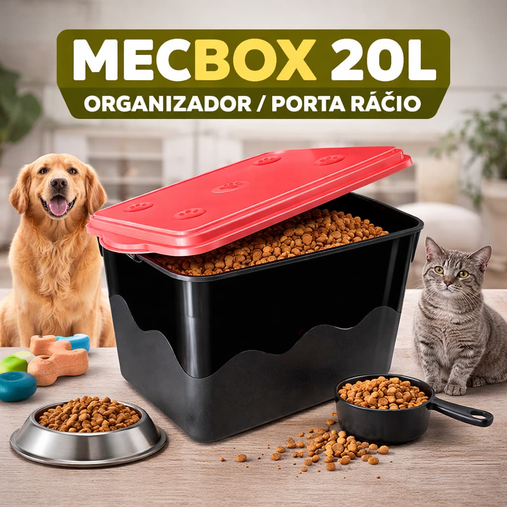Porta Ração para Pets com Tampa Hermética até + Pá Coletora