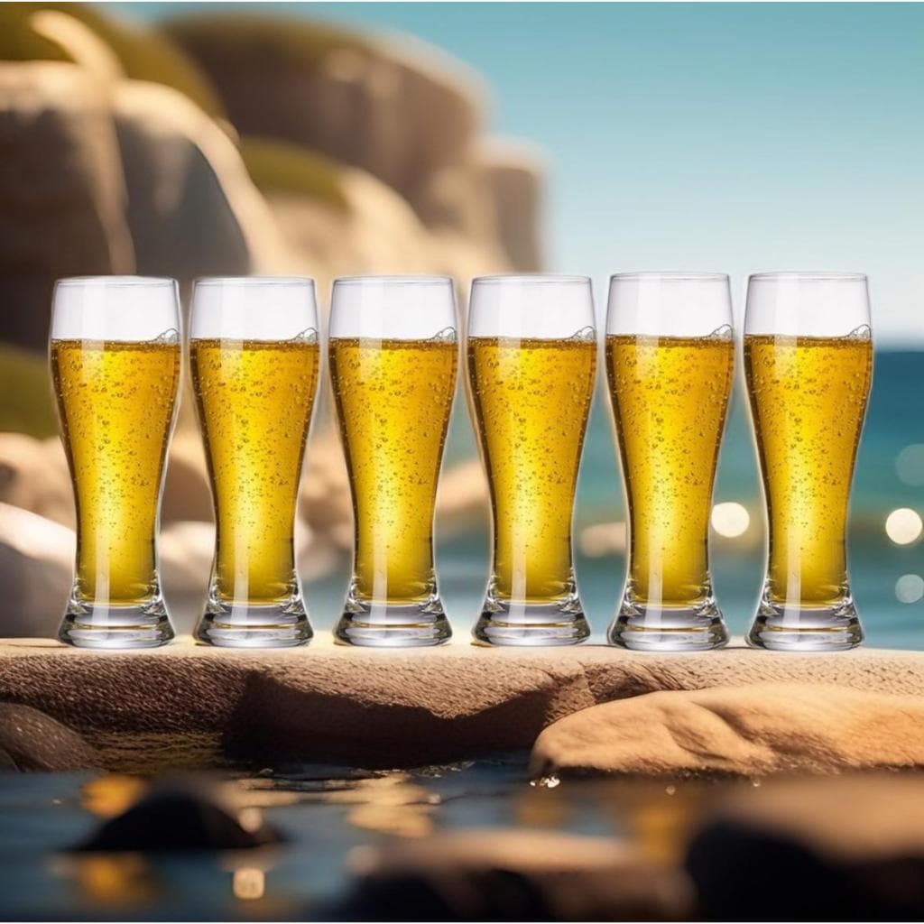Conjunto jogo de 6 copos taça de cerveja água de vidro resistente 450ml
