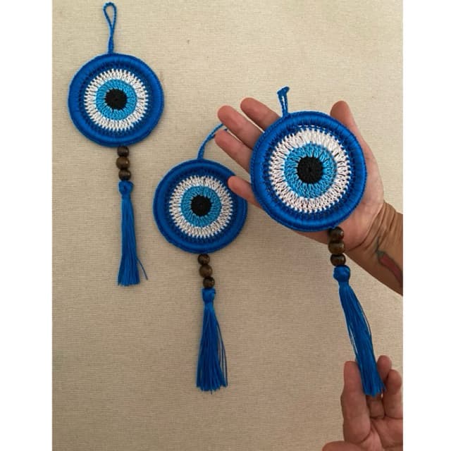 Pingente de Porta Olho Grego Crochê Chaveiro Enfeite Retrovisor Carro Mandala Filtro dos Sonhos Amuleto Olho Turco Nazar