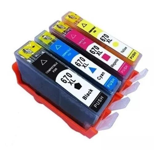 Cartucho de Tinta Compatível 670XL Preto Colorido para DeskJet 3525 4625 4615 5525