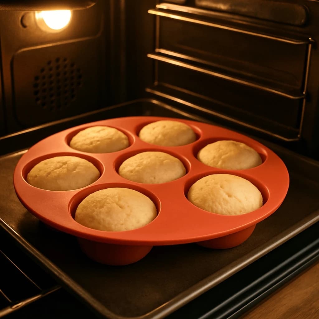 Forma de Cupcake Para Air Fryer com 7 Cavidade Assar Bolinho Muffin Pudim Sobremesa