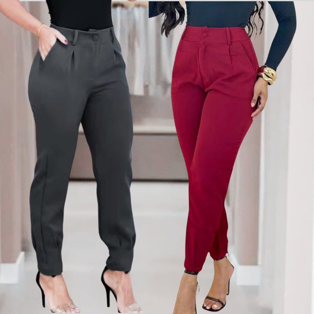kit com 2 Calças Feminina Alfaiataria Moda Casual – design clássico, moderno Disponível do P ao GG.