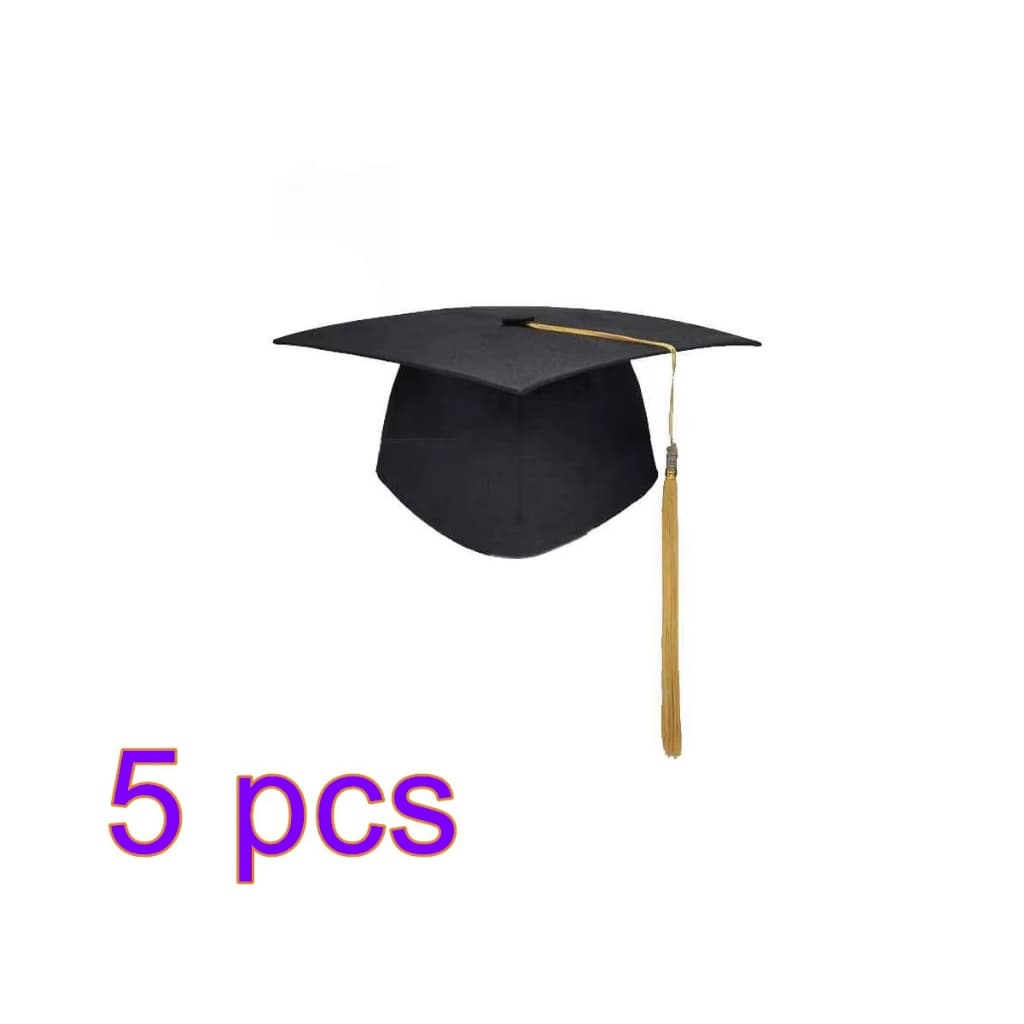 Chapéu de Formatura Unissex | Capelo Acadêmico Pingente Dourado | Kit com 5 Unidades | Ideal para Formandos e Cosplay