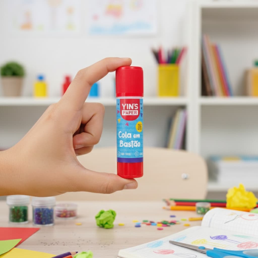 Cola Bastão Yins Paper 21g Não Tóxica Lavável Uso Escolar