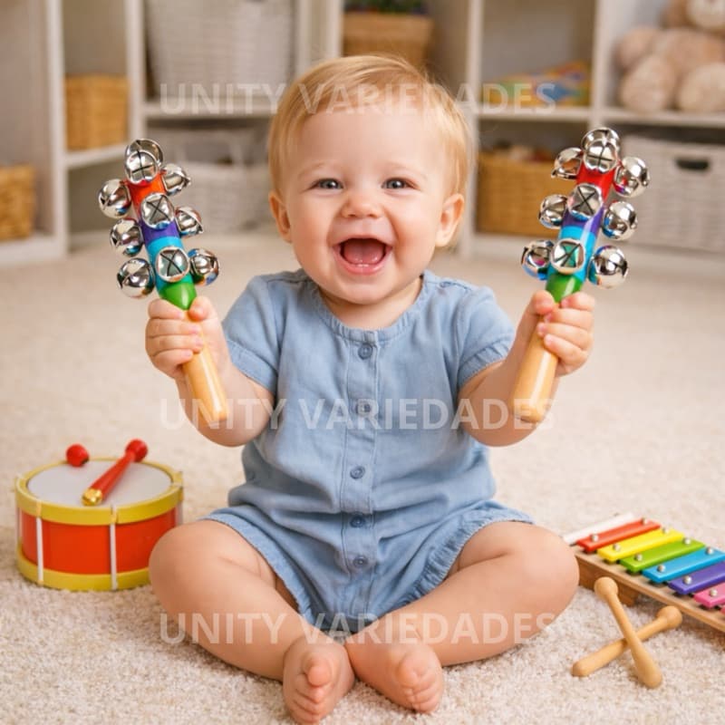 Instrumento Musical Infantil Brinquedos Para Bebe 1 Ano Chocalho Sensorial Brinquedo Educativo