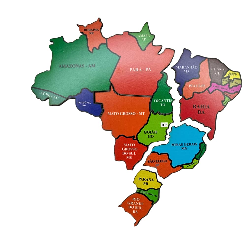 Mapa Do Brasil Quebra-Cabeça Brinquedo Educativo Estados e Região Em MDF Jogo Pedagógico