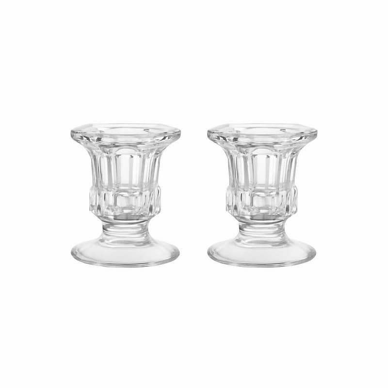 Kit 2 Castiçal De Vidro Porta Vela Enfeite Decoração Veneza