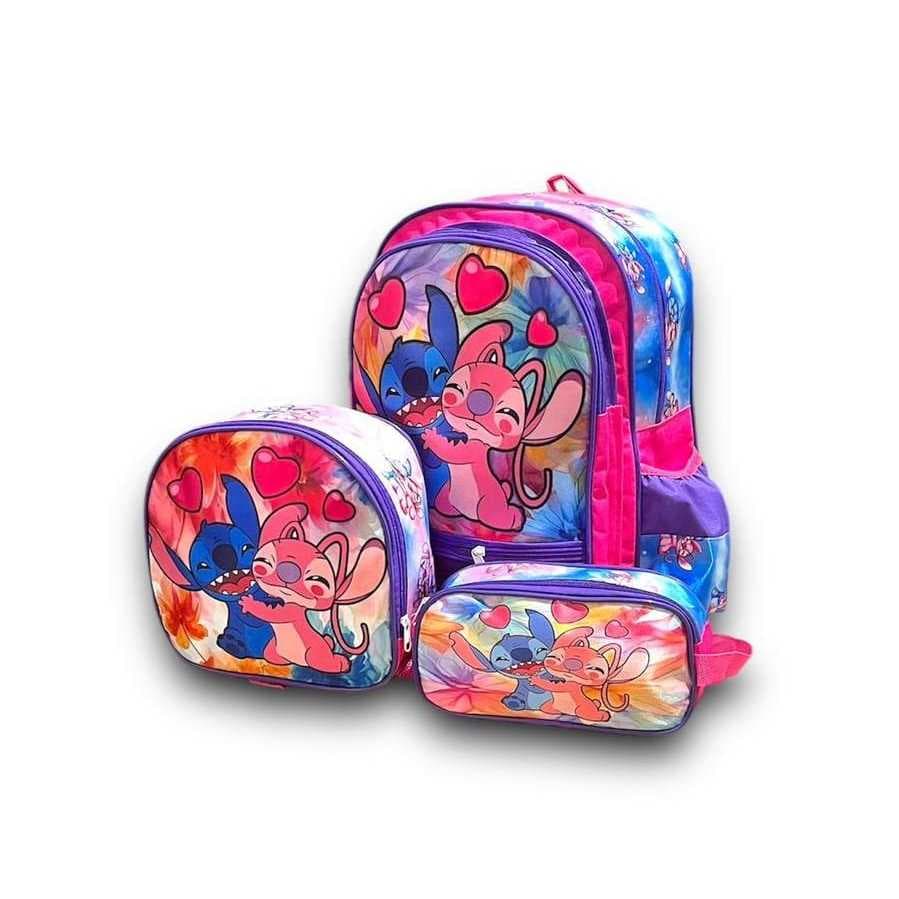 Kit Mochila Escolar + Lancheira + Estojo De Costas Grande