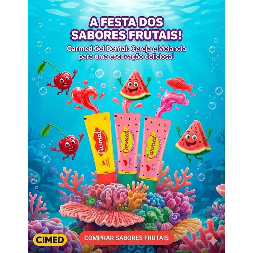 KIT COM 2 UNIDADES DE GEL DENTAL CAARMED FINI - MELANCIA + CEREJA