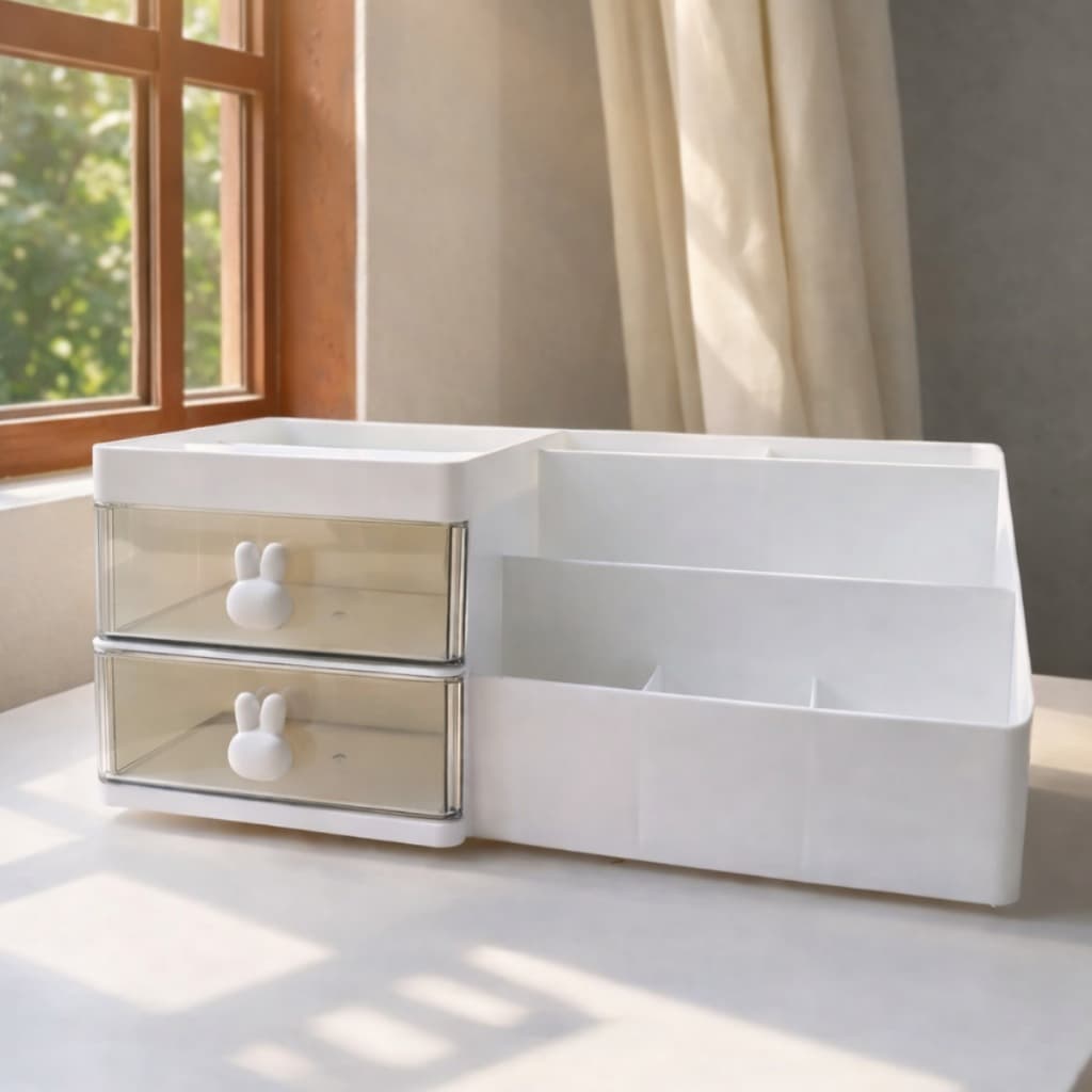 Organizador de Mesa com Gavetas – Caixa Multiuso para Maquiagem, Escritório e Cosméticos