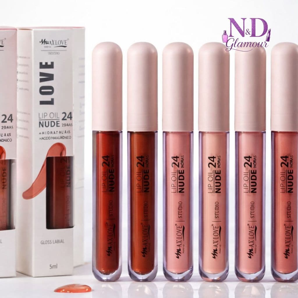 Lip Oil Nude Max Love 24h 5ml | Gloss Labial Hidratante com Ácido Hialurônico