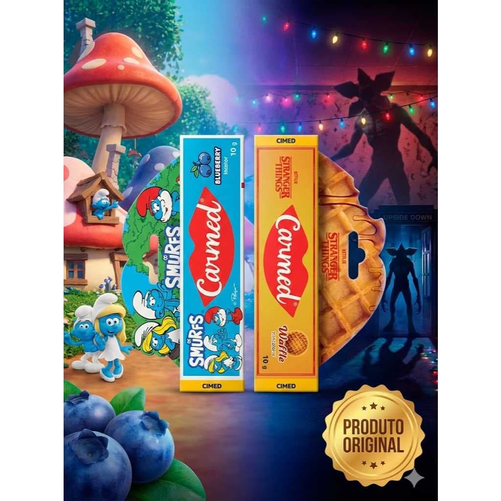 Kit com 2 hidratantes labial - Carmed - Smurf + Stranger Things