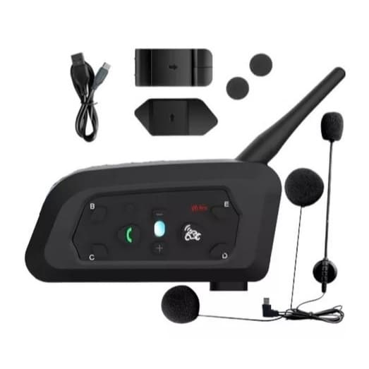 Intercomunicador Bluetooth Capacete Moto V6 Pro+ Comunicador Chamadas Músicas Instruções GPS