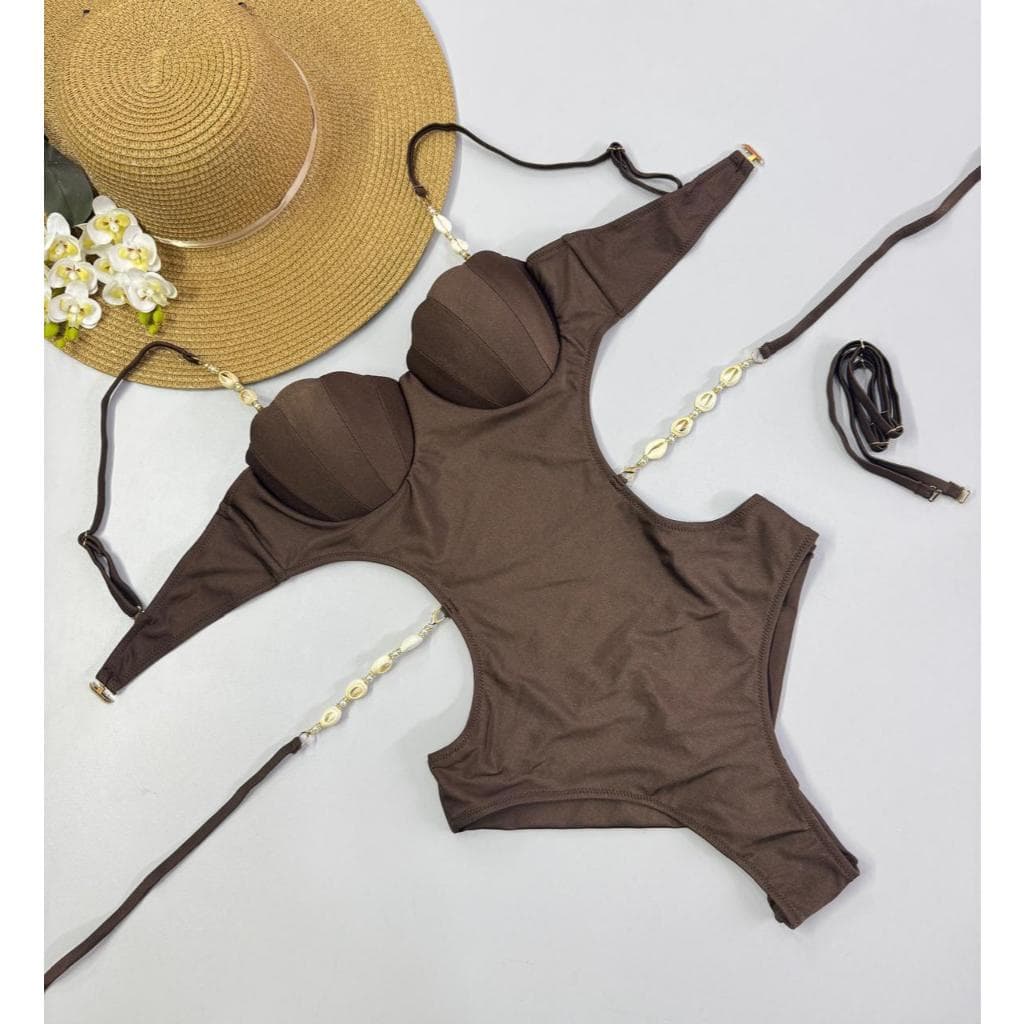 Maiô Feminino Engana Mamãe com Bojo – Detalhes em Concha e Búzios, Tamanhos P ao GG