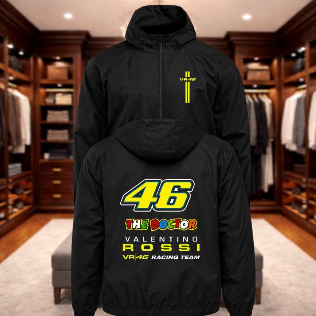 Corta Vento Masculino Valentin Rossi 46 Moto GP Impermeável Tecido Premium Bolso Interno