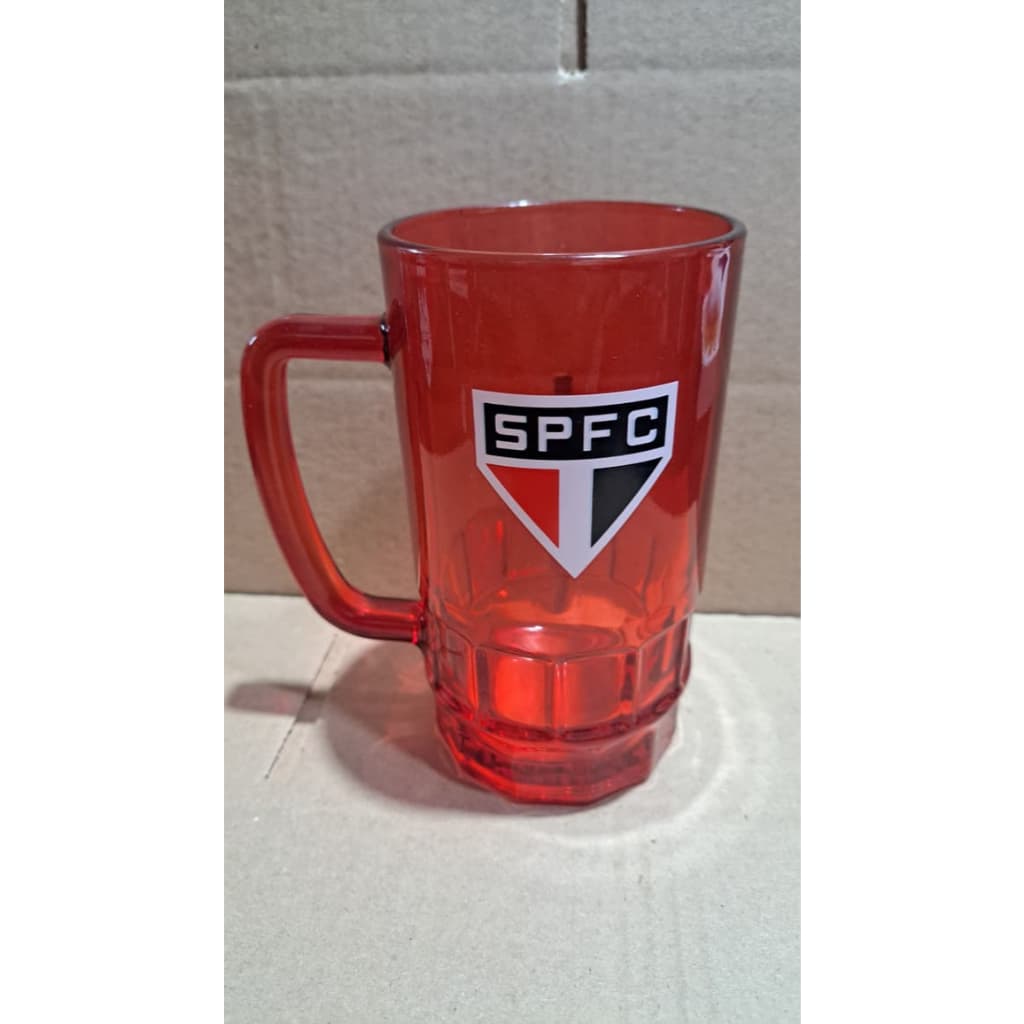 Caneca Vidro Transparente 550ml SÃO PAULO Escudo Brasão Torcedor Oficial Presente - XC3035C-2