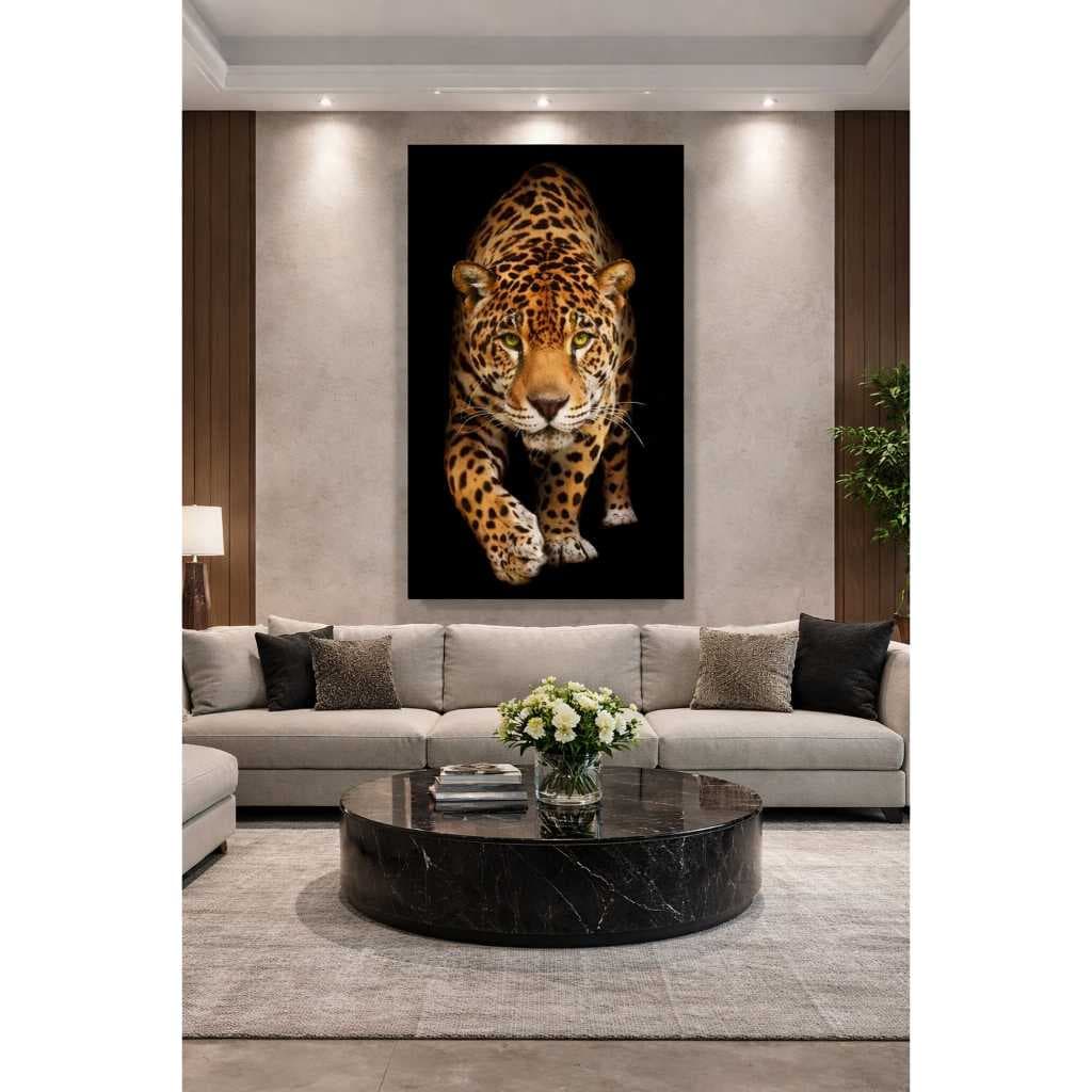 Quadros Decorativos Onça Pintada Colorida para Sala Grande Moderna Cores Vivas 1 Tela