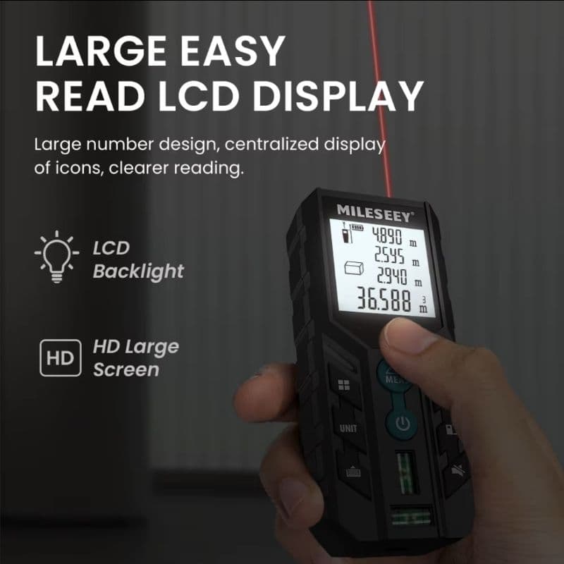 Trena a Laser Digital Mileseey D2 40m ou 50m Medidor de Distância Profissional