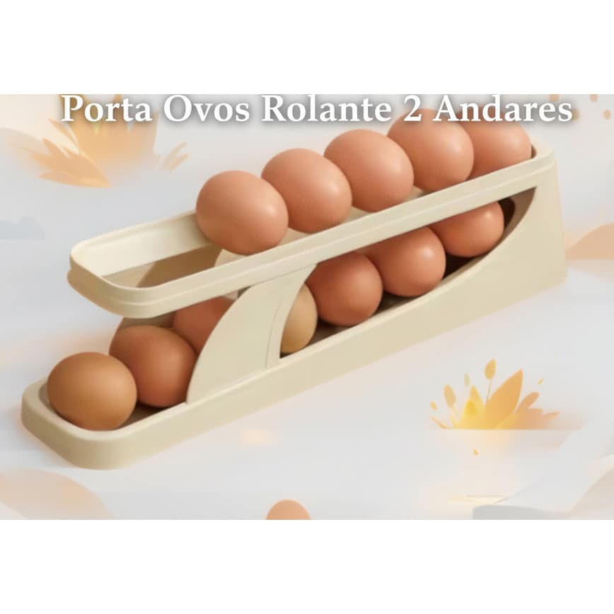 Porta Ovos Rolante 2 Andares para Geladeira – Dispenser Organizador Automático para até 15 Ovos