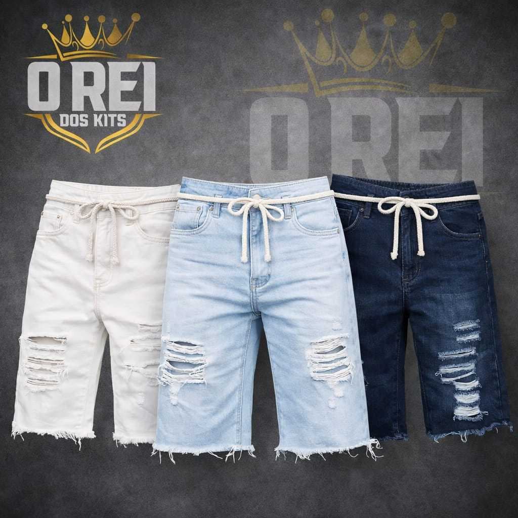 Kit Masculino Moda 3 Bermudas Jeans Masculinas Verão Envio Hoje