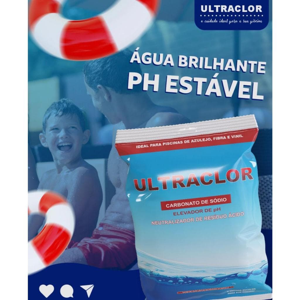 Barrilha Leve Elevador Ph Piscina Agua 2kg Carbonato Sodio Ultraclor