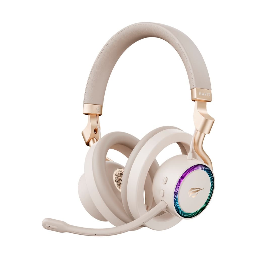 Headset Gamer Havit Gamenote Fuxi H8 Bluetooth Wireless USB Type-C P3 RGB Dourado