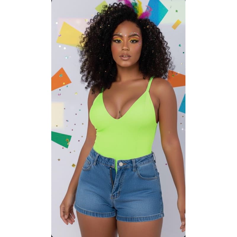 Body Feminino Neon em Suplex - Tamanho Único