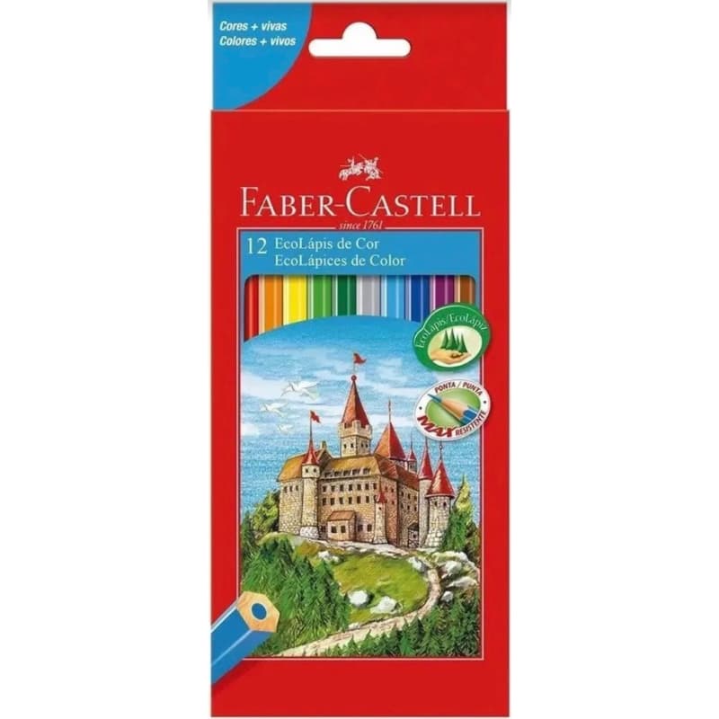 Lápis De Cor 12 Cores Faber Castell Ecolápis Sextavado