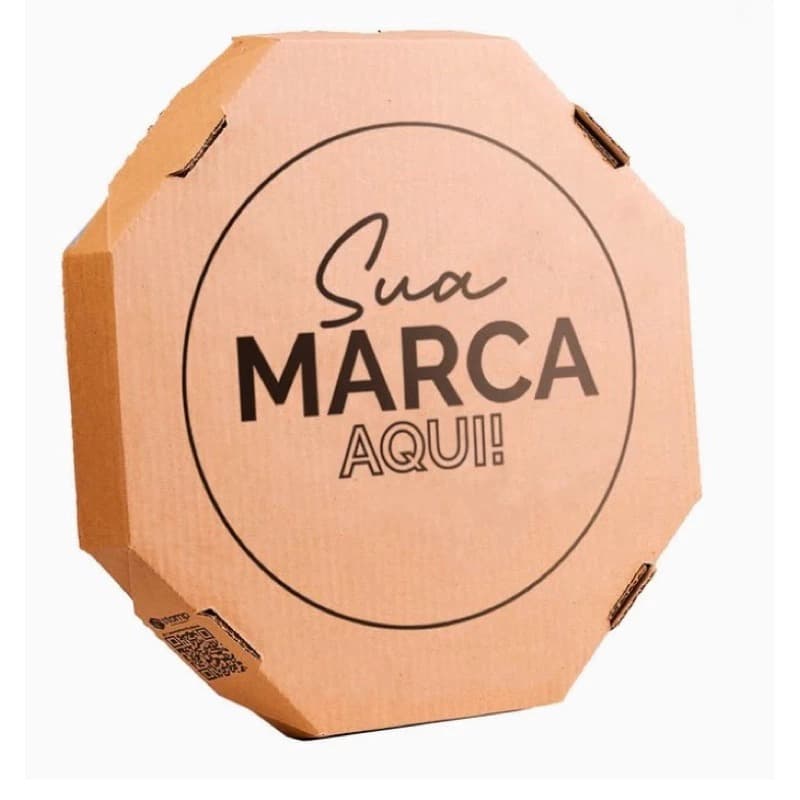 caixa personalizada doces salgados e pizzas com sua logo tamanhos 20/25/30/35 branca/pardo