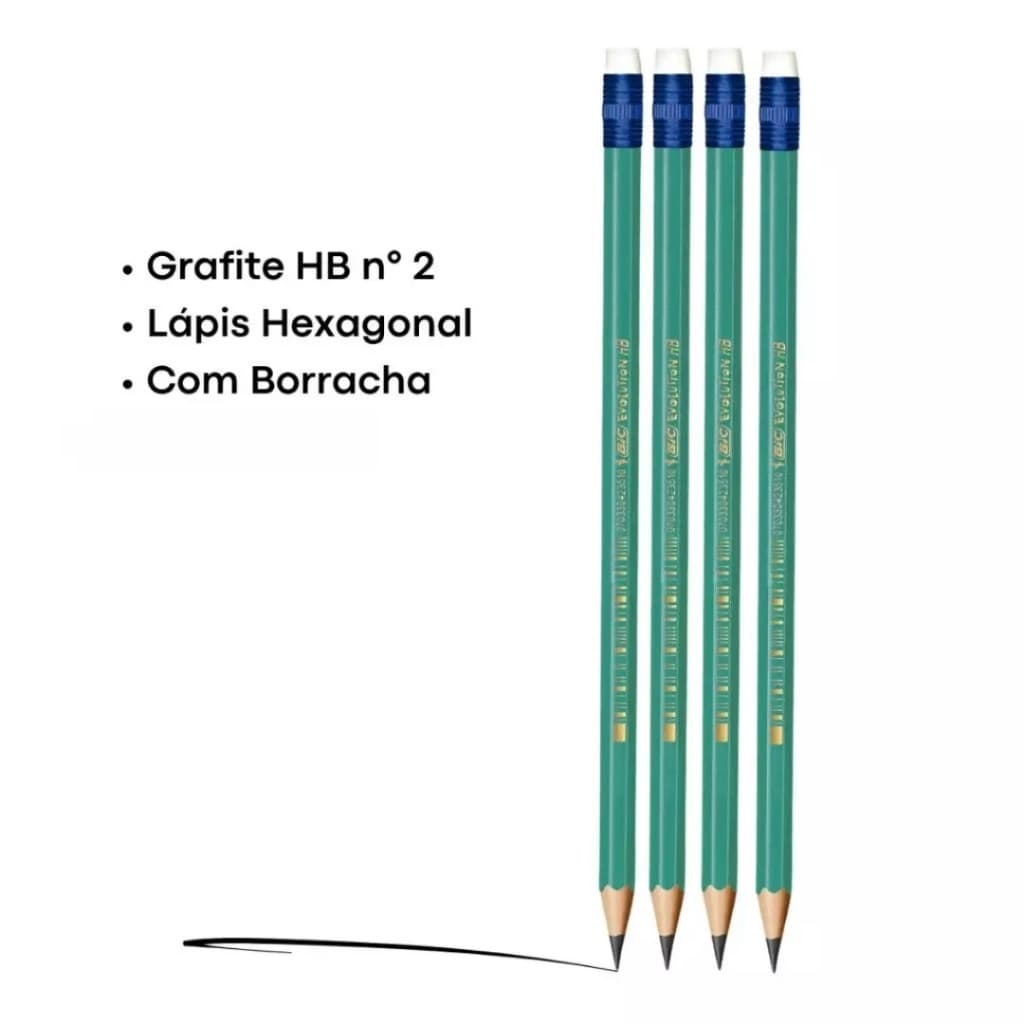 KIT 9 Lápis BIC EVOLUTION COM BORRACHA HB02
