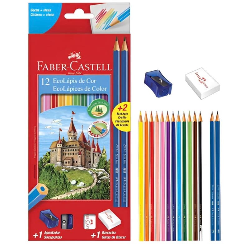 Lápis De Cor 12 Cores - Kit Escolar - Faber Castell