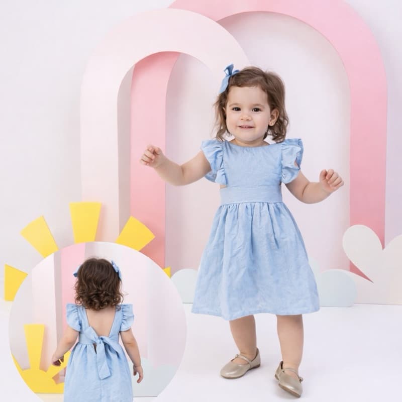 Vestido Cambraia Algodão Infantil Liso Estilo Romper Festa Luxo