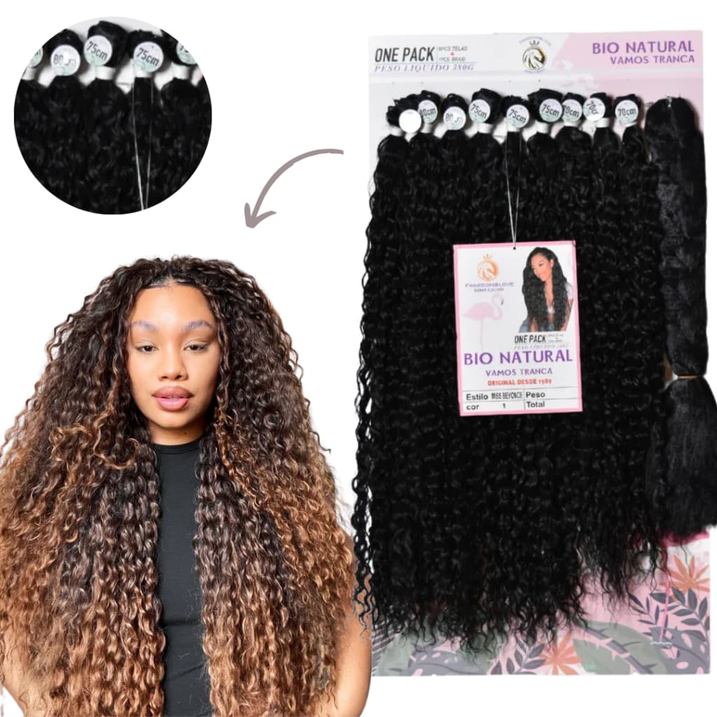 Cabelo Bio Fibra Cacheado Freedom&Love Modelo Miss Beyoncé 80cm 380g + Jumbo Braid Envio Imediato