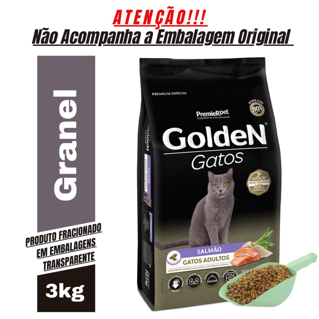 Ração para Gatos Adultos GoldeN Gatos Adultos Salmão 3kg