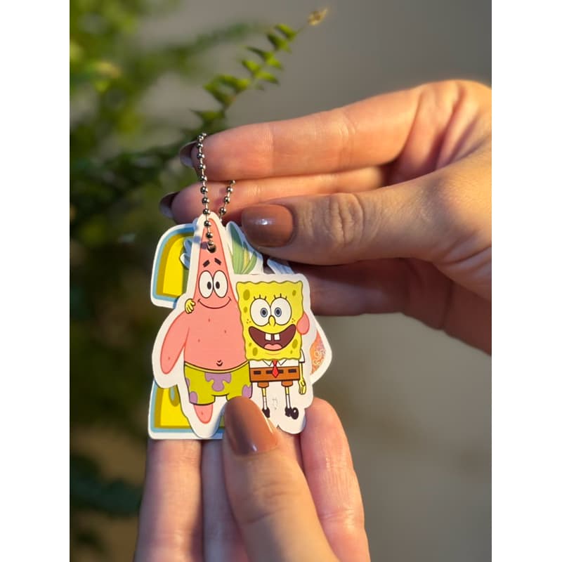 Tag Personalizada Bob Esponja + Correntinha | Lembrancinha Infantil