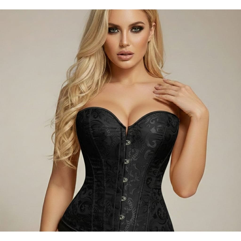 Corset Espartilho Corselet Corpete Florido Sem Babado