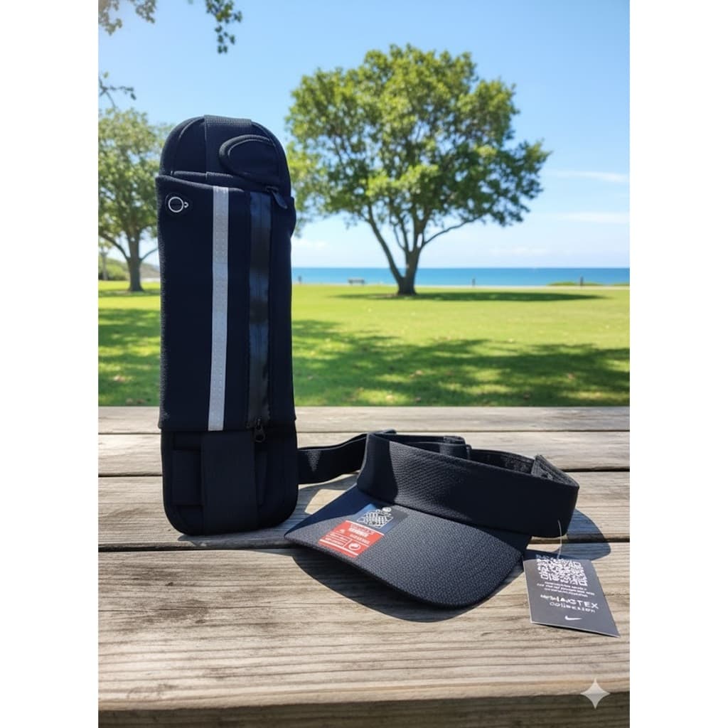 Kit Pochete E Viseira Feminina Esportiva Ajustável Corrida Treino Ar Livre