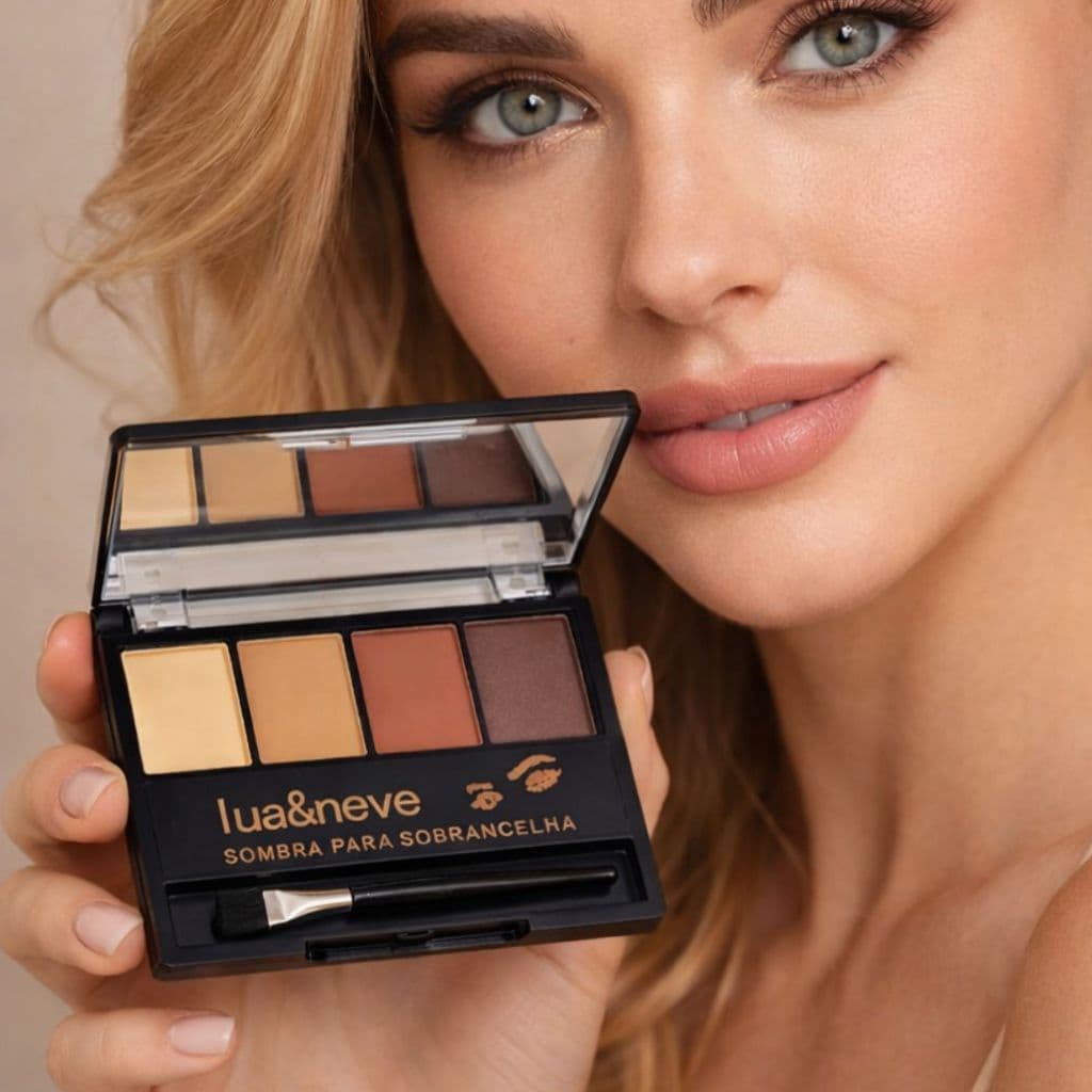 Paleta de Sombra para Sobrancelha Lua&Neve 4 Cores com Pincel e Espelho