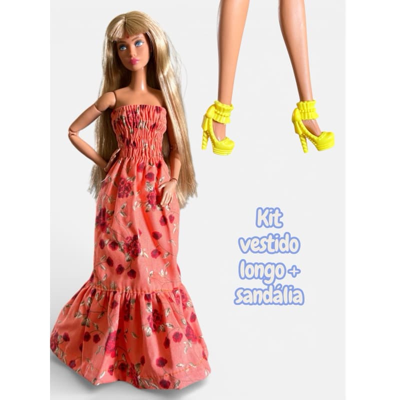 KIT LOOK vestido + sandalia NR38  PARA BONECA 30CM – 3PÇS  roupas bonecas kit Escala 1:6 30cm Roupas Boneca  doll