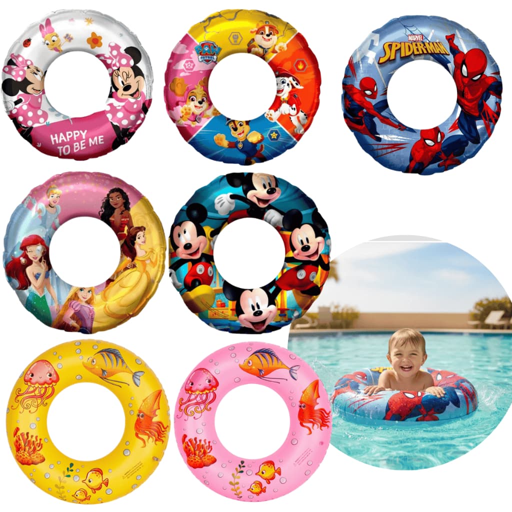 Boia Circular Inflável Infantil Personagens Disney Marvel | Piscina Praia | Menino Menina até 30kg