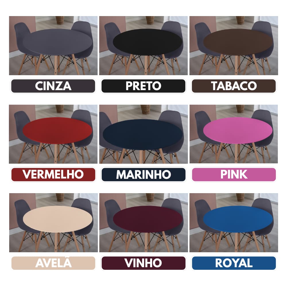 Toalha de Mesa Redonda Cozinha 90cm à 1m Elástica Malha Gel Ajustável Eiffel Charles Eames Buffet