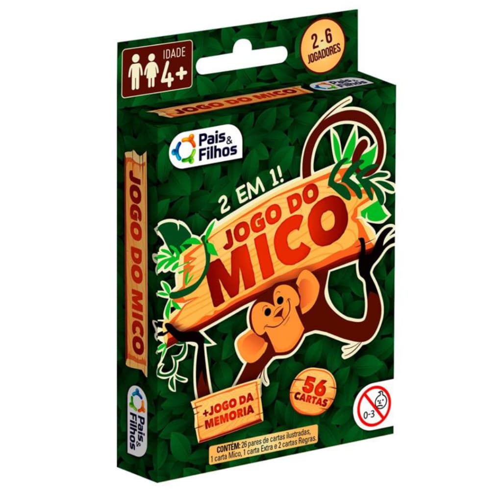 Jogo do Mico 2 em 1 + Jogo da Memória Pais e Filhos 56 Cartas